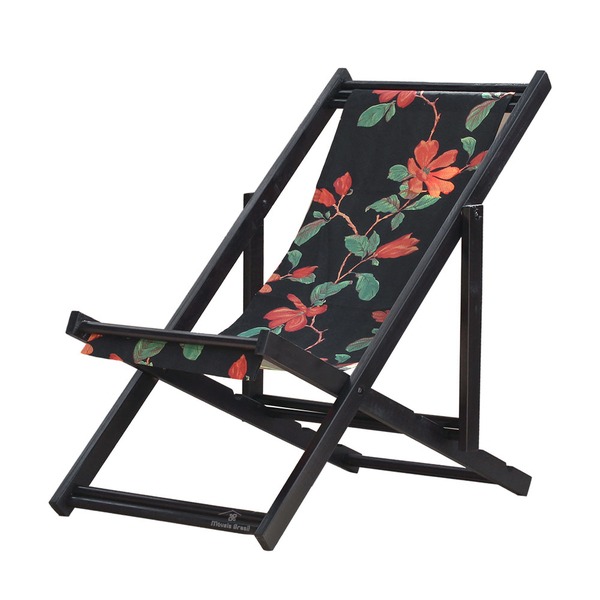 Espreguiçadeira Preguiçosa Dobrável Black Sb-preto Flores