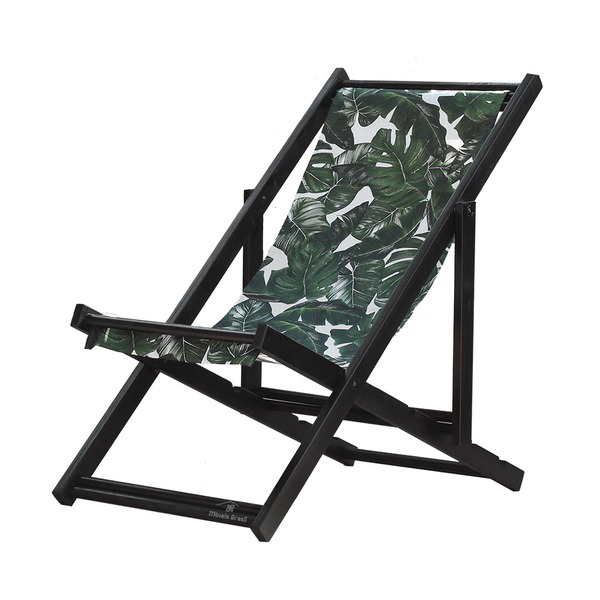 Espreguiçadeira Preguiçosa Dobrável Black Sb-folhas Verdes
