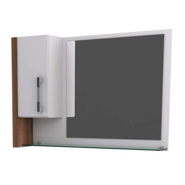 Espelheira Para Banheiro 1 Porta Legno Branco/nogal