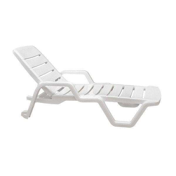 Espreguiçadeira em Plástico Reclinável com 3 Posições 28x71x194cm Branco Leblon Tramontina