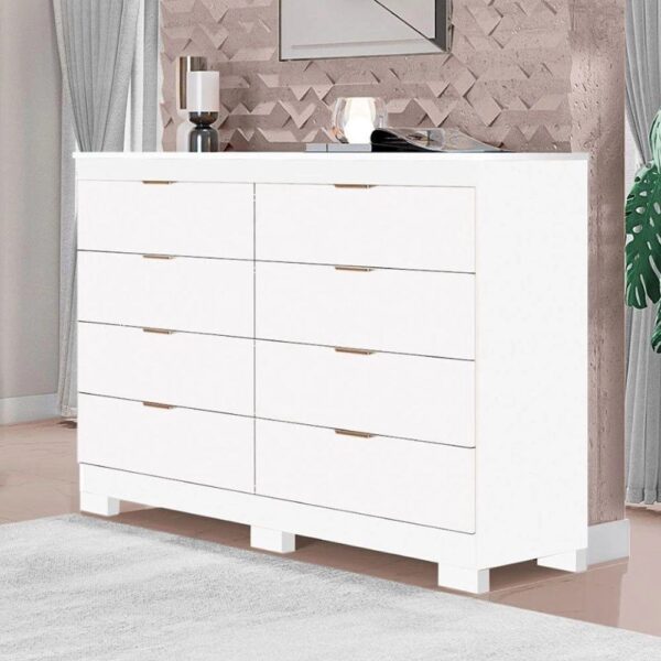Cômoda Isadora Com 8 Gavetas Em Mdf Premium E Kit De Pés Tuboarte Branco