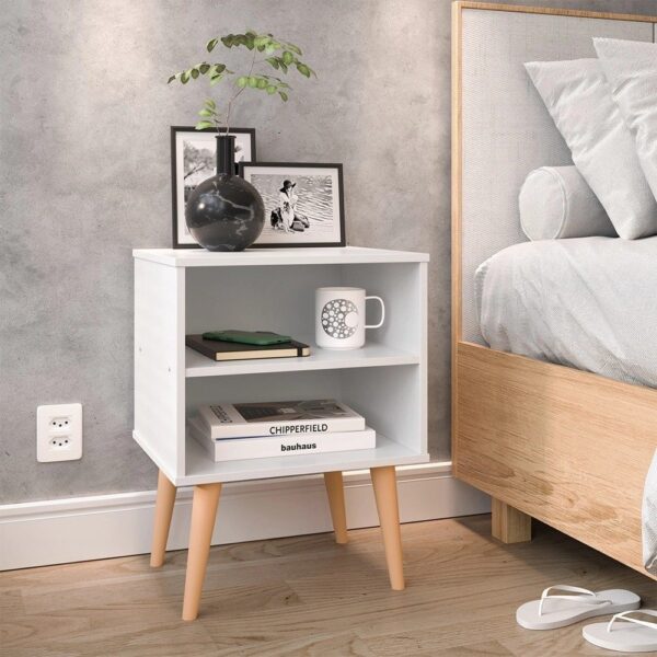 Mesa de Cabeceira Marilia Pés Palito Branco – jm Casa dos Moveis