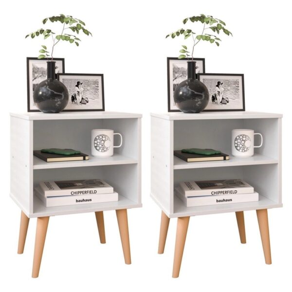 Conjunto 2 Mesas de Cabeceira Nicho Kit Mesinhas Decoração Quarto Retrô – Branco – Lojas rpm