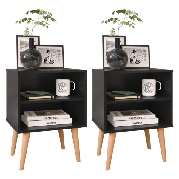 Conjunto 2 Mesas de Cabeceira Nicho Kit Mesinhas Decoração Quarto Retrô – Preto – Lojas rpm
