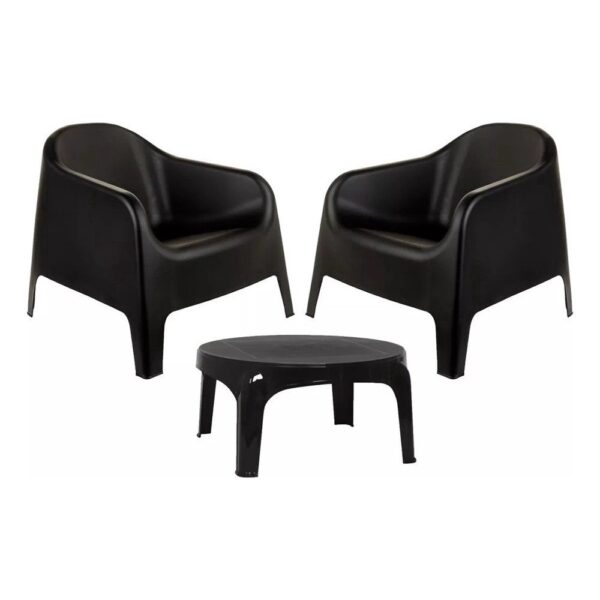 Conjunto 2 Poltronas Skarpo Preta + Mesa Puket Preta