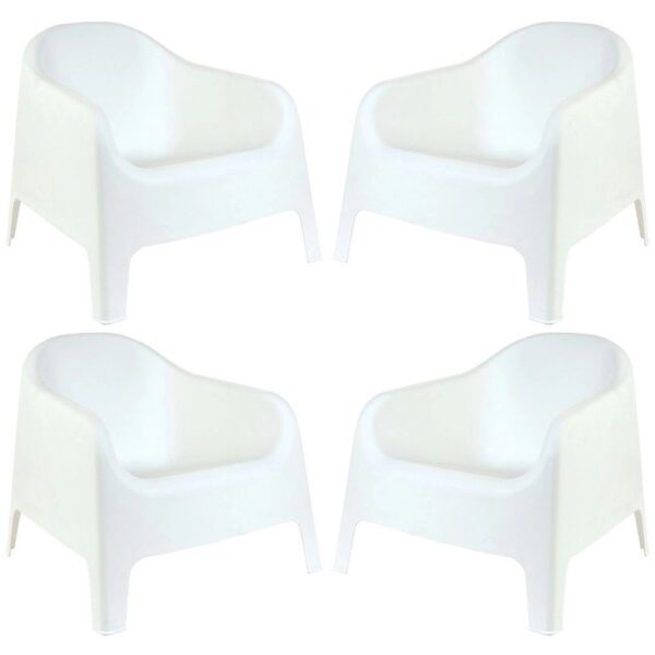 Conjunto 4 Poltronas Brancas para Jardim GardenLife Skarpo