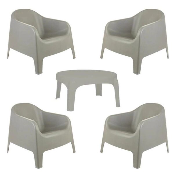 Conjunto 4 Poltronas Skarpo Cinza + Mesa Puket Cinza