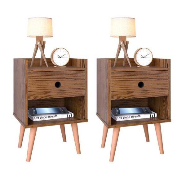 Conjunto Kit 2 Mesas de cabeceira Pequena Retrô Mesinha Quarto Decore com Gaveta – Freijó -Lojas rpm
