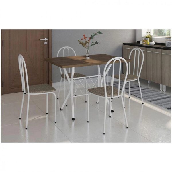 Conjunto Sala De Jantar Artefamol Bruna Mesa Com 4 Cadeiras BrancoRattan