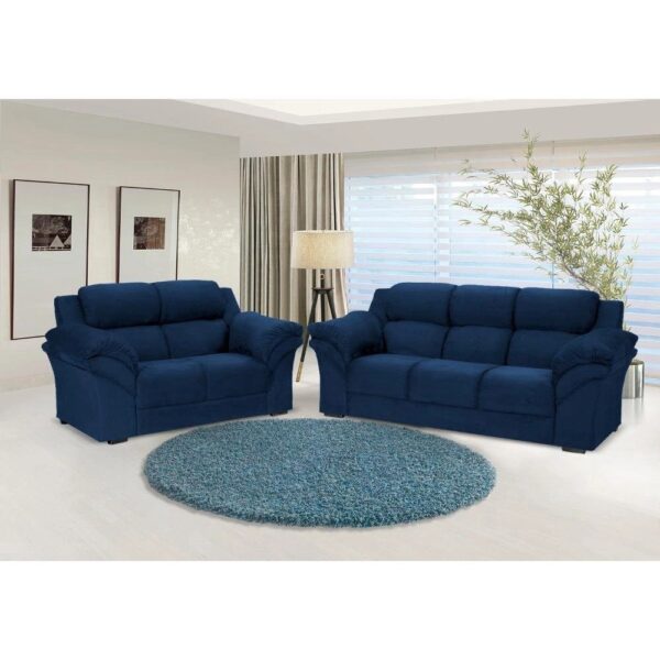 Conjunto Sofá Windsor Velut Azul 3 e 2 Lugares 2,04m e 1,59m – King House