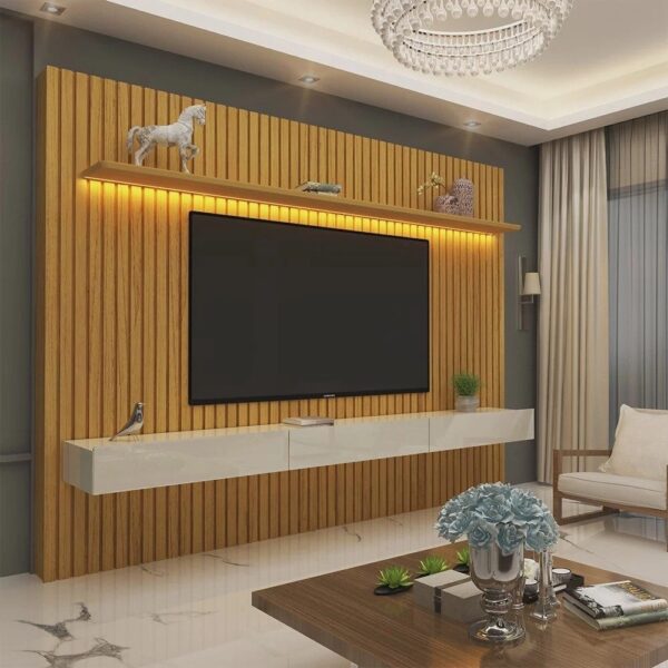 Estante Home Ripada para TV até 85 Polegadas com LED 3 Gavetas Nobre Clean