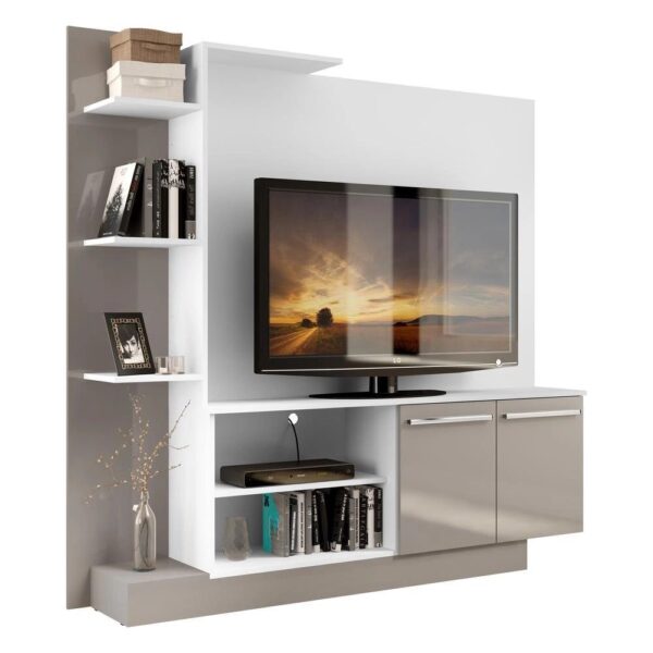 Estante para TV até 55 Multimóveis Denver FG2473 BrancaLacca Fumê