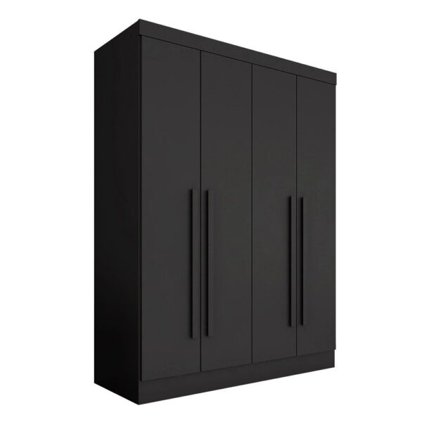 Guarda Roupa 4 Portas Solteiro Mayra Preto – Móveis Arapongas