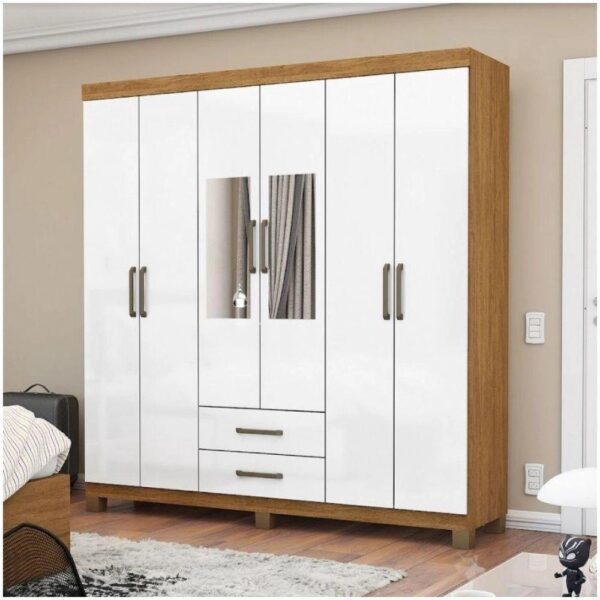 Guarda Roupa Casal 6 Portas Carioca Móveis Freijó Branco