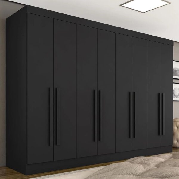 Guarda Roupa Casal Mayra 8 Portas Preto Fosco – Moveis Arapongas