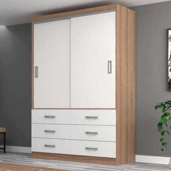Guarda Roupa Casal Veneza Premium 2 Portas De Correr 6 Gavetas – Demolição – Branco Demolição – Branco