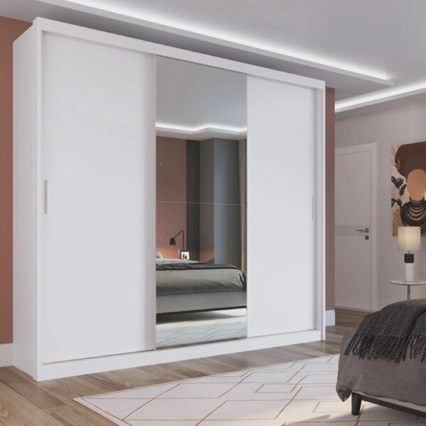 Guarda-roupa Solteiro 100% Mdf Bp com 2 Portas de Espelho Geneve