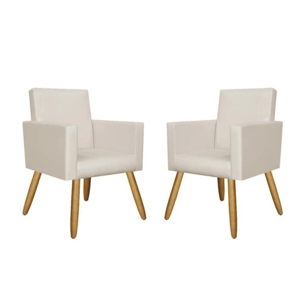 Kit 02 Poltronas Decorativa Sala Oferta Tecido Courino