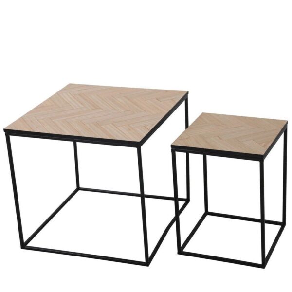 Kit Com 02 Mesas de Canto Quadradas de Madeira – Anima – Preto