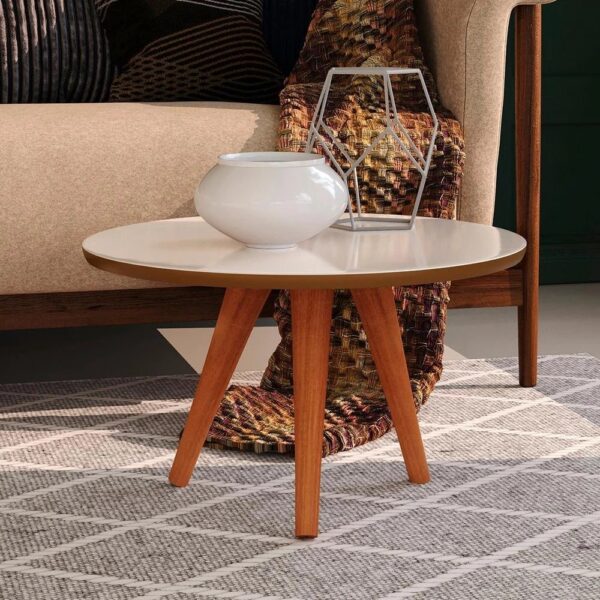 Mesa de Centro Retrô Cissa – Off white com freijó – rpm Móveis