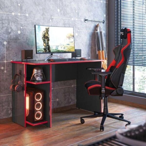Mesa p Escritorio E Gamer Preto Foscovermelho