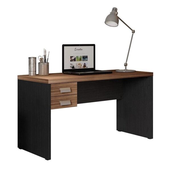 Mesa para Escritório Studio 1.3 com Gavetas Argan Preto Tex – Caemmun
