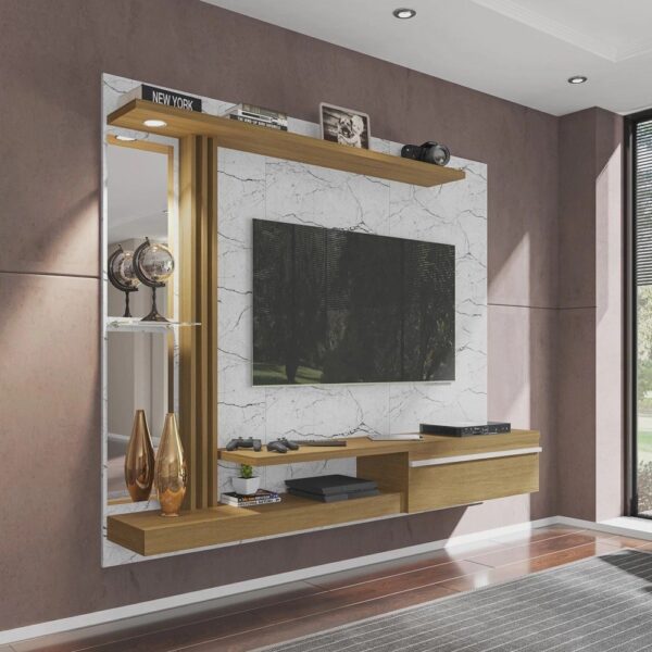 Painel Para Tvs 55 Polegadas Led Prateleira De Vidro Denver