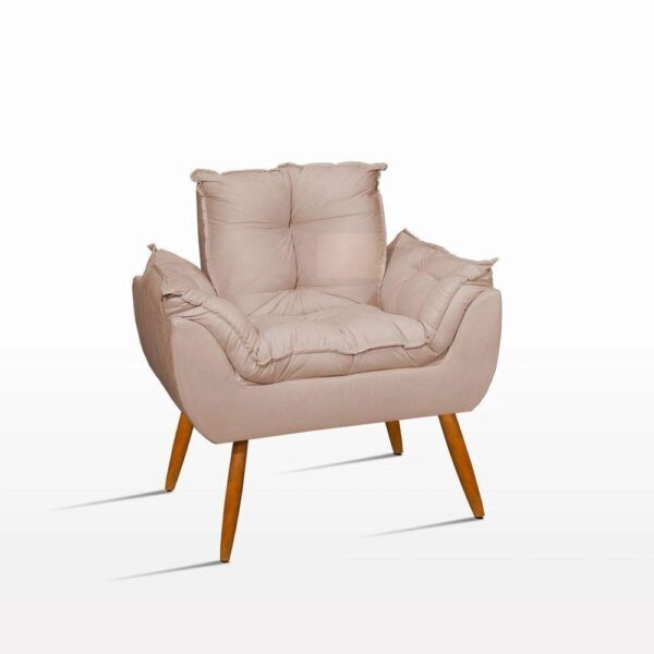 Poltrona Decorativa Opala Reforçada Amamentação Tecido Suede Cor: bege