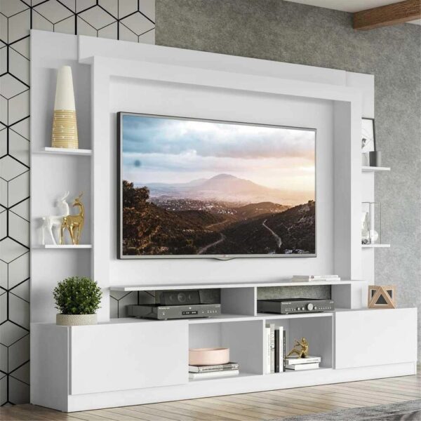 Rack Estante c Painel TV 65 e 2 portas Oslo Multimóveis Branco