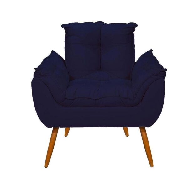 Poltrona Decorativa Opala Reforçada Amamentação Tecido Suede Cor: azul Marinho
